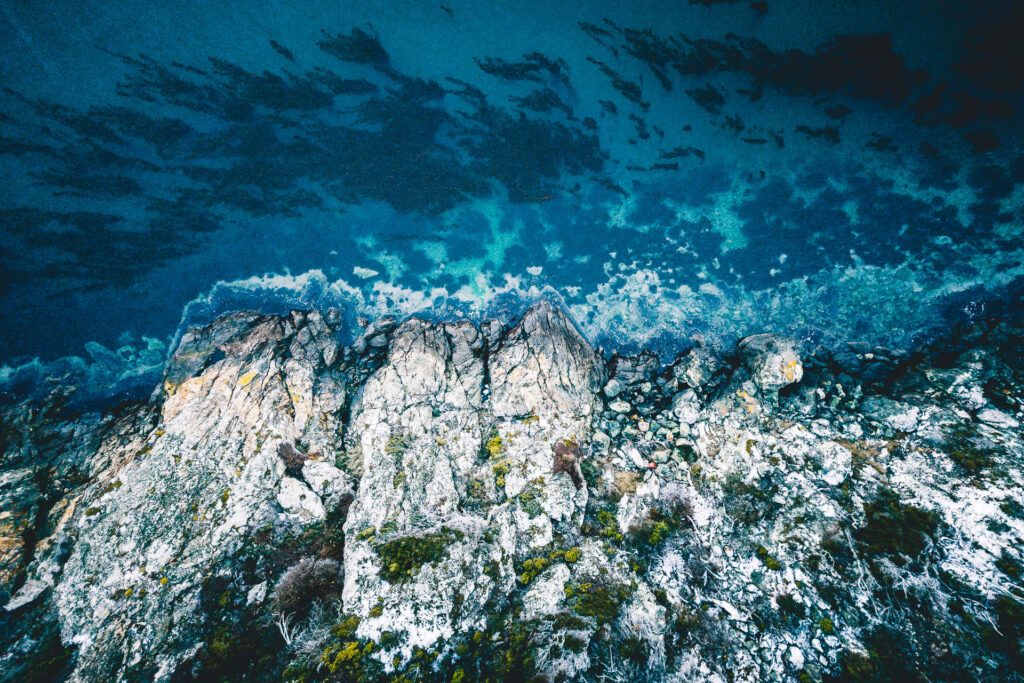 Ushuaia - Fin del mundo (Argentina) drone shot of sea and cliffs