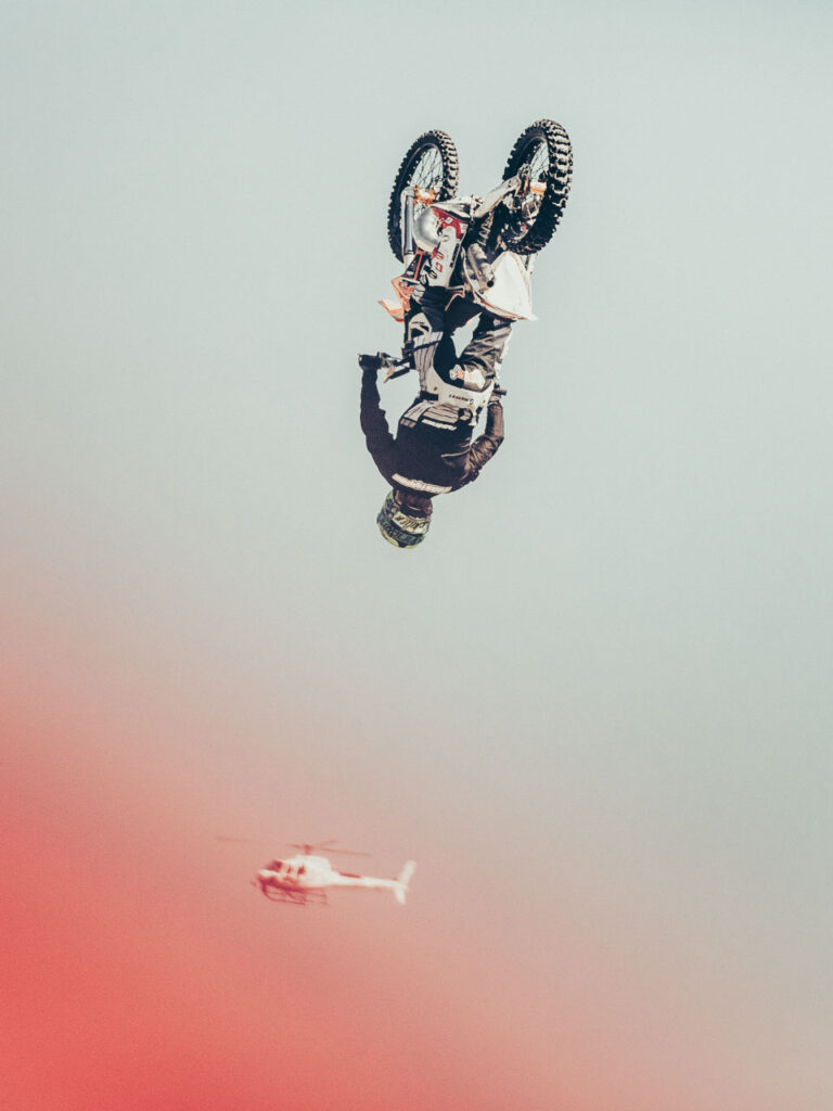 Julien Van Stippen (Belgium) jumping freestyle with his motorbike