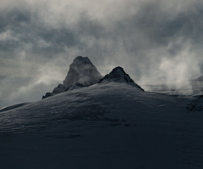 Mountain peaks covered in clouds