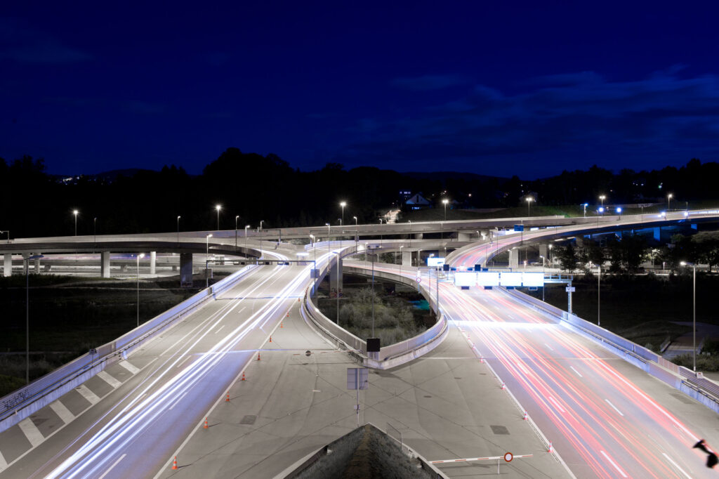 Highway at night, with lighttrails unretouched